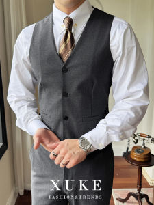 Mens Suit Vest Bridegroom Wedding Groomsmen Group Vest Trouser Suit Silm Business Host Single-Breasted Vest