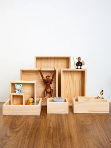 Wooden Box Customized Uncovered Drawer Solid Wood Wooden Box Pen Holder Rectangular Square Office Desktop Sundries Storage