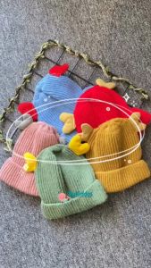 ByKiddos - Topi Bayi Kupluk Love Anak Perempuan dan Laki-Laki Bahan Rajut Lembut Kekinian