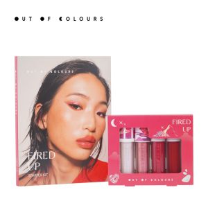 OUT OF COLOURS Fired Up Theme Makeup Bundle Set or Starter Set (Supernova Eyeshadow / Wetshine Lip Gloss/ Powdery Matte Lipstick) Lipstick Set Box Liquid Eyeshadow Lip Tint Lipsticks Lipstik Makeup Set