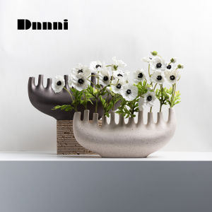 Dnnni Wabi Sabi หวีรูปพระจันทร์เสี้ยวหวีรูปพระจันทร์เสี้ยวตกแต่งห้องนั่งเล่นแจกันเซรามิคตกแต่งไฮเอนด์ตู้ไวน์ตกแต่งห้องโมเดลการตกแต่งที่อ่อนนุ่ม