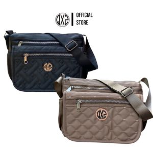 QXZ94 Tas Selempang Wanita Sling Bag Anti Air 4 Ruang Korea Casual Bahan Cocoli Hitam QTSW02