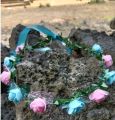 Bando Flower Crown  full bunga spon mawar pita besar. 