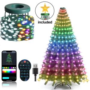 Christmas Tree LED Lights 400LEDs Smart RGB LED String Lights Holiday Decoration for Indoor Outdoor Tree APP/Remote Control