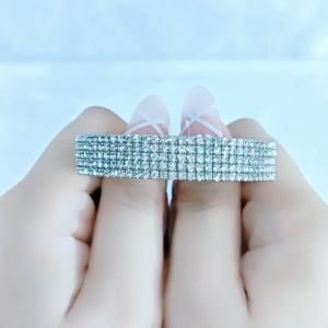 SO SEOUL Chiara Classic Quintuple Row Five Layered Austrian Crystal Adjustable Open-End Bangle
