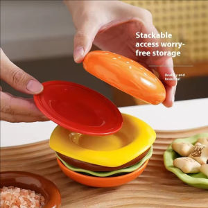 YESPERY Stackable Hamburger Plate Set 6-Layer Mini Dinner Seasoning Plate Funny Sauce Containers Sushi Sauce Dip Dish
