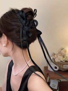 Princess Ribbon Bowknot Grip Ballet Style Elegant Hair Clip Womens Back Head Exquisite Fancy Shark Clip Headdress