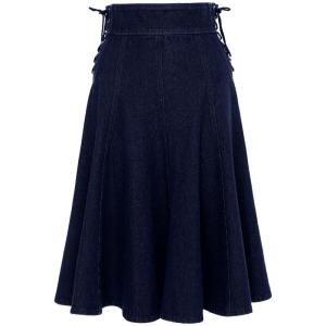 OBEG กระโปรงยีนส์ยาวถึงเข่าสไตล์วินเทจ ทรงเอ ผ้าผสมคอตตอนโพลีเอสเตอร์ 10463019 ฤดูใบไม้ผลิและฤดูใบไม้ร่วง