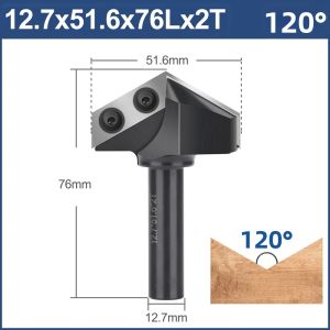XCAN 1pc 1/2 Inch Shank 90/120 Độ V-Type Wood Router Bit Carbide Dao Phay Để Chế Biến Gỗ Làm Sạch Dụng Cụ Đáy