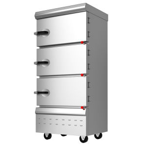 Large Three Door Steam Oven Commercial Steamer Soup Cooking Seafood Stainless Steel Steaming Cabinet for Restaurant Kitchen