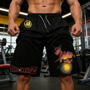 Bandai | 2026 Summer Dragon Ball Z Wukong Four Star Dragon Ball 3D Print Double Layer Fake Two Sports Loose Breathable Quick Dry Shorts
