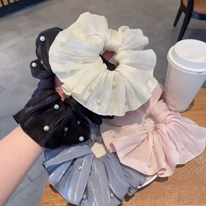 COD SCRUNCHIE IKAT RAMBUT MODEL MUTIARA PEARL MEWAH FASHION KOREA / KUNCIRAN RAMBUT CEPOL ELASTIS