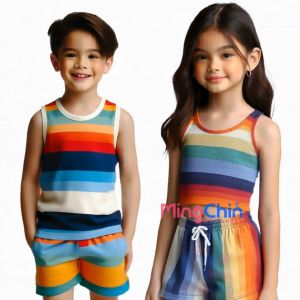 ✅ SKYE ™️🔖 TERNO SANDO and SHORT SET | Terno for Kids Boy Kid Girls Clothes | Kids Ternos Pambahay w/ Shorts for Boys Girl Sets on Sale | cod free shipping damit pambata for 1 2 3 4 5 6 7 8 9 10 11 12 years old | STRIPED CARTOON CAMO Pair - Ming Chin