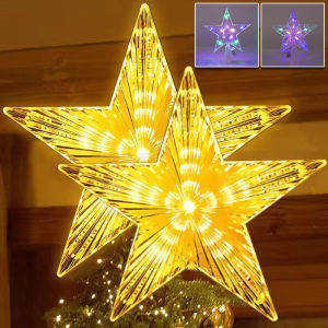15cm Christmas Tree Top Star Light / Creative Glitter Christmas Tree Topper Decoration / Glitter Shining Star Xmas Tree Pendant Ornaments / for Navidad New Year Home Decor