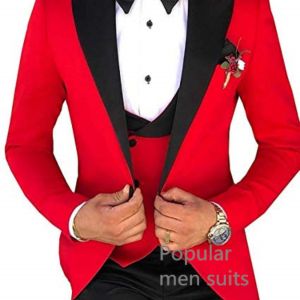 3-Pieces Mens Formal Business Suit with Notched Lapel Slim Fit Smoking Jacket Blazer Vest Wedding Party