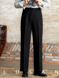 กางเกงขายาวทรงหลวมสไตล์อิตาเลียนสำหรับผู้ชาย กางเกงขายาวทรงตรงเอวสูง ทรงหลวม ไม่ต้องรีด กางเกงขายาวทรงหลวมสบายๆ สำหรับผู้ชาย