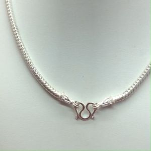 สร้อยคอเงินลายกระดูกงูกลมคั่นหัวจรวด ความยาว 24 นิ้ว ใส่ในชีวิตประจำวันได้ ชุบเงิน แฟชั่น พร้อมส่ง