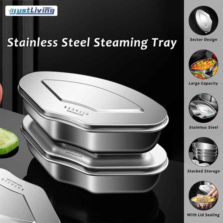 JustLiving 304 Stainless Steel Bowl Basin Soup Bowl Cooking Scalloped Steamer Tray Separate Steamer Tray Rice Cooker Rice Waterproof Steamer Bowl Household Children's Supplementary Steamer Bowl