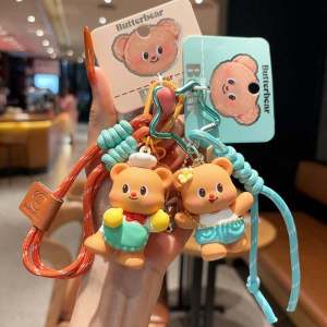 Butterbear Joyful Holiday Dessert Master Bag Charm Doll Keychain Creative Gift Silicone Material Cartoon Series Pink Girl Heart