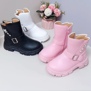 LUCKIDS kids shoes zip ankle boots for kids girls medium heels rubber boots for kids girl size 26-36