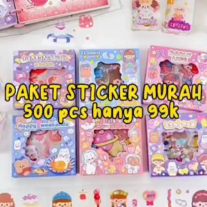 MURAH !! 500 PCS STICKER PET TRANSPARANT JOURNALING SUDAH CUTTING MOTIF DIKIRIM RANDOM