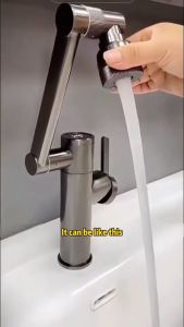 1080° Mechanical Arm Rotating Faucet Stainless Steel Kitchen Sink Lvatory Extender Faucet With Hot and Cold 2 Water Outlet Modes Multifunctional Rotating Faucet For Kitchen Bathroom