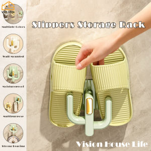 Vision ที่แขวนรองเท้าแตะบ้านชั้นแขวนรองเท้าแตะติดผนัง2ชิ้นรองเท้าปลายงุ้มวางชั้นวางรองเท้าฝักบัวราวตากชั้นไม่รองเท้าหนังตะขอแขวนรองเท้าแตะมีกาวในตัว