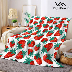 Red Strawberry Flannel Blanket Warm Soft Halloween Christmas Decorative Couch Warm Cozy All-Season Gift