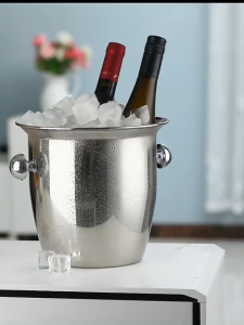 Stainless Steel Thickened Ice Bucket Wine Cool Champagne Cooler Ice Bucket for Hotel Bar