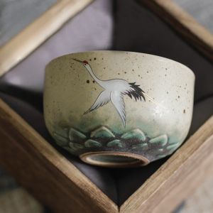 Crane Tea Set Single Cup Tea Cup Tea Cup Pattern Retro Ceramic Tea Cup Coffee Cup Scratch Cup