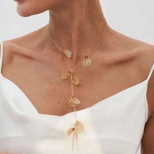 Salircon Vintage Long Tassels Chest Chain with Leaves Pendants Necklace for Women Wedding Choker 2025 Trending Party Jewelry