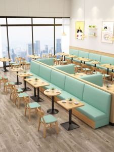 Hong Kong Style Milk Tea Shop Dining Teahouse Coffee Shop Wall Soft Bag Deck Sofa Table and Chair Combination Minimalist Fresh Commercial
