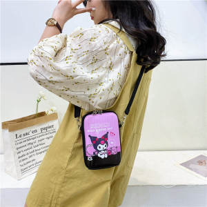 Just Star  Kuromi กระเป๋าคาดลำตัวลายการ์ตูนสำหรับเด็กผู้หญิง กระเป๋าโทรศัพท์มือถือพิมพ์ลายการ์ตูนน่ารักเปลือกแข็งฤดูร้อน กระเป๋าสะพายข้างของเด็กผู้หญิงแฟชั่นใหม่