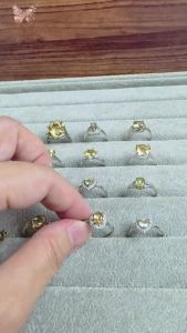 Natural Citrine Adjustable Ring Collection Silver-Plated Yellow Crystal Ring Women Jewelry Gift November Birthstone (Style #15)-RRC