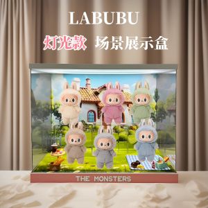 Labubu Macaron Gelatinous Face Blind Box Gift Collectible Figure Display Case Cartoon Anime Toy Model Showcase Box