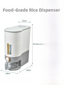 Food Grade Sealed Rice Bucket Automatic Rice Dispenser Moisture Proof Pest Control 20 Pounds Storage Kitchen Essential