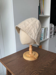 Korean Style Knitted Twisted Fishing Cap Womens Autumn Winter Warm Ear Protection Bucket Hat Face Slimming Versatile Bucket Hat