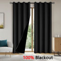 2pcs 100% Solid Blackout Curtains - Perfect for Bedroom and Living Room - UV Protection, Easy Sliding, and Stylish Design. 