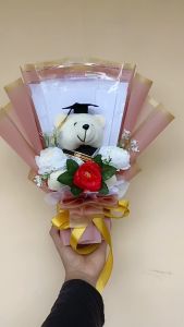 Buket Boneka Wisuda dan 10 slot uang / Buket Kelulusan / Buket Sempro / Buket Boneka