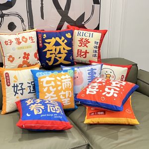Chinese Style Chinese Fad Rich Modern Minimalist Living Room Bedroom Sofa Lucky Cushion Waist Support Cushion Pillow
