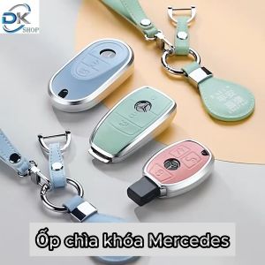 Ốp chìa khóa hợp kim nhôm cao cấp dòng xe Mercedes: GLC C200 E200 E300 C250 C260 A200L C350 C450 Mẫu mới - móc khoá