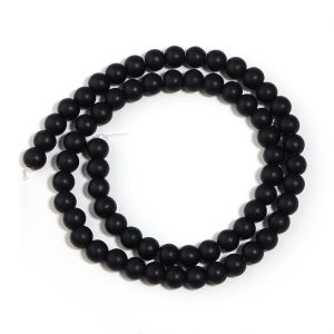1 Strand 4/6/8/10/12mm Natural Frosted Glass Stone Beads Black Round Loose Beads for Jewelry Making Necklace Bracelets Supplies