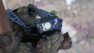 BORUiT 3W Powerfull Mini Headlamp Red Light LED Headlight 4-Mode Waterproof Head Torch Camping Hunting Flashlight AAA Battery