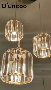 Ouncoo LED Pendent Lamp Modern Design Ceiling Light Chandelier 3 Colors Light Large Lighting 3000/4000/6500K K9 Crystal Light for Living Room Bar Balcony