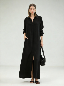 COCOBELLA | 100% Tencel Long Black Shirt Dress