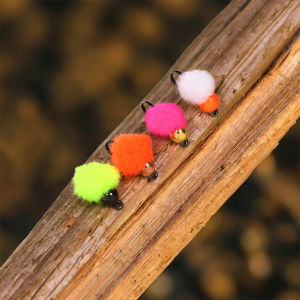 8PCS Brass Bead Head Glo Egg Fly Nymph Wet Fly Mimic Salmon Roe For Trout Grayling Char Fly Fishing Lures 16# Non-barbed Hook