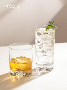 KROSNO Crystal Glass Whiskey Cup Creative Beer Water Long Drink Cup Home Use Foreign Liquor Tea Cup Nordic Style Pure Color