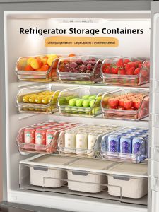 Drawered Kitchen Fridge Storage Box Egg Vegetable Fruit Organizer Home Use Food Preservation Container Scandinavian Style Plastic