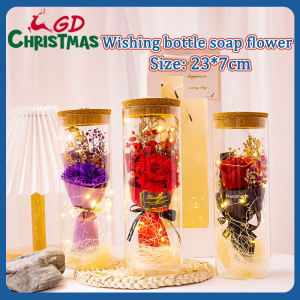 Valentines Day Gift: Artificial Rose Flower Soap Bouquet & String Light