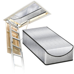 Attic Stairs Insulation Cover Energy Saving for Pull Down Stairs Double Bubble Reflective Radiant Barrier Reflects Radiant Heat